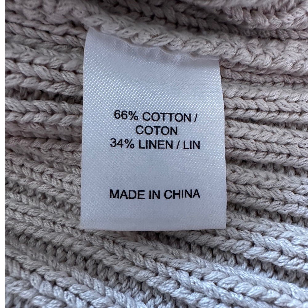 Brochu Walker Cotton Linen Ribbed Crewneck Sweater Back Seam Beige XS - Picture 7 of 7